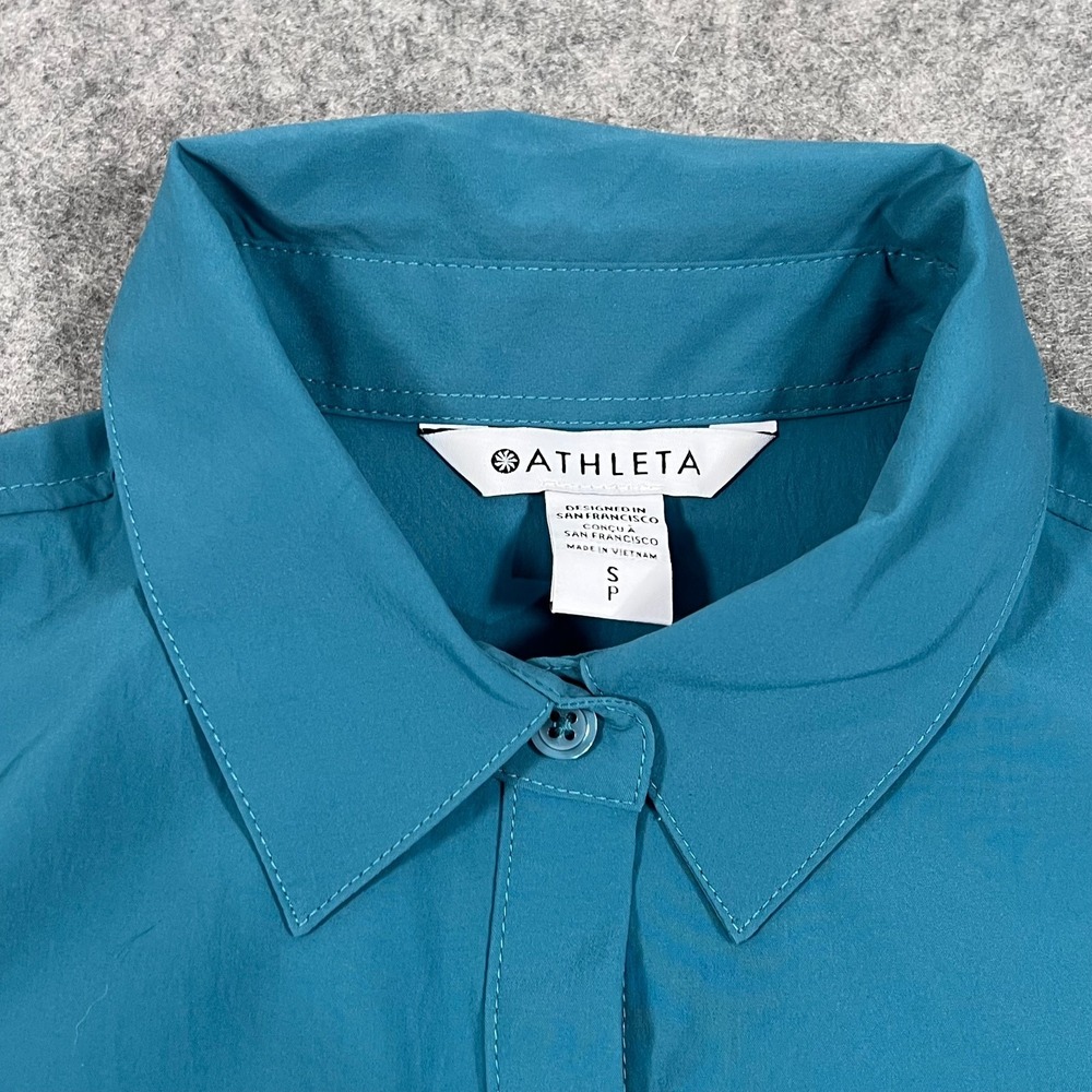 Athleta Borealis Green Levitate Poplin Sleeveless‎ Tank Top Women's Size Small - Picture 2 of 5